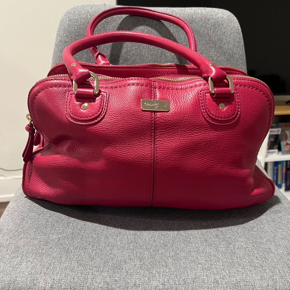 SOLD-Deep Pink Cole Haan Leather Shoulder Bag Pink